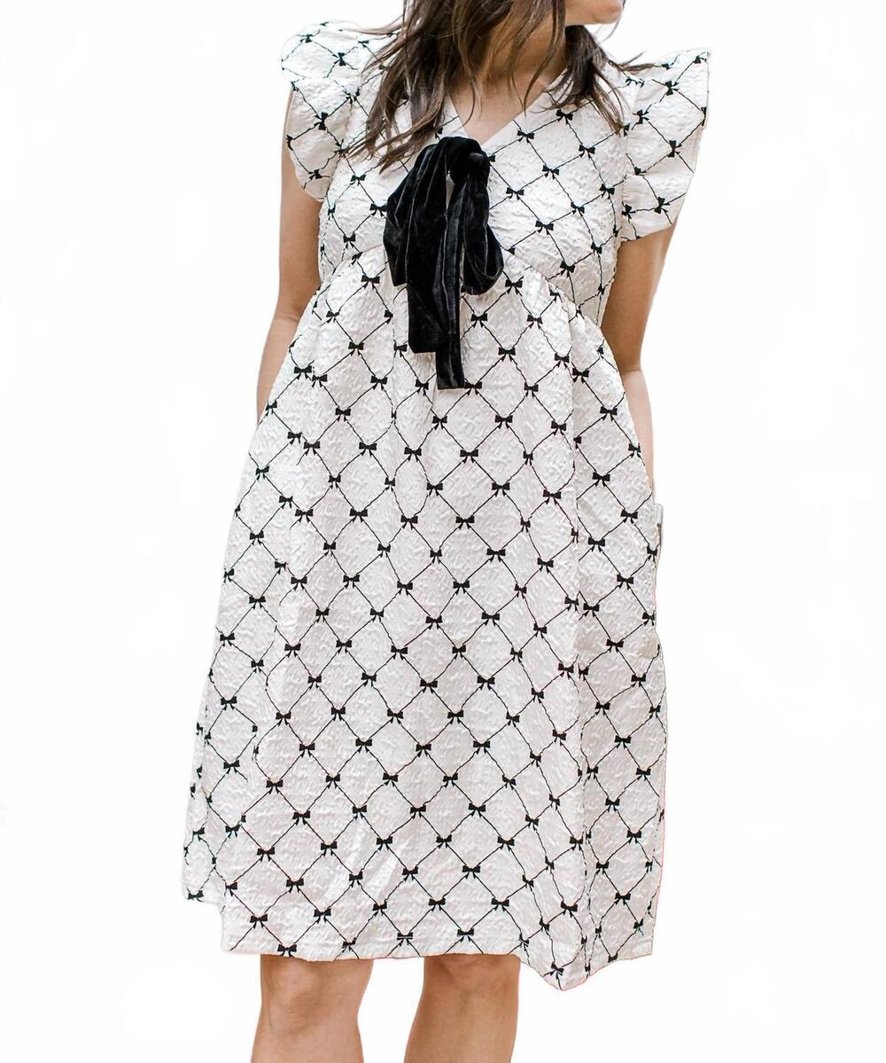 NEW MIKAROSE rumi bow dress in ivory